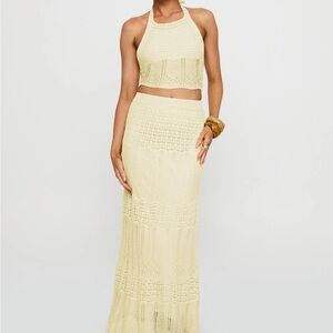 Princess Polly Xander Yellow Crochet Maxi Set